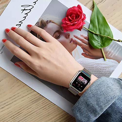 HILIMNY Compatible for Apple Watch Band 38mm 40mm, Stainless Steel Mesh Sport Wristband Loop with Adjustable Magnet Clasp for iWatch Series 1, 2, 3, 4, 5 - Thumbnail 4