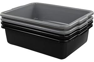 Lesbin 13 L Plastic Commercial Tote Box, Bus Tubs/Bus Box, 4-Pack
