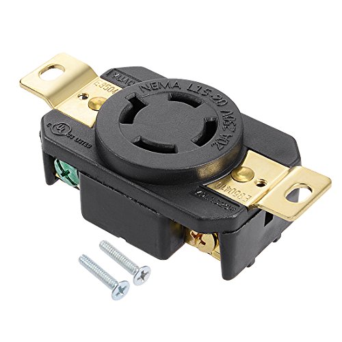 uxcell UL Listed, Locking Receptacle, 20A, AC 250V, NEMA L15-20R, 3P, 4W, Industrial Grade, Grouding, for Generator Power Cable, US Plug, YUADON Authorized