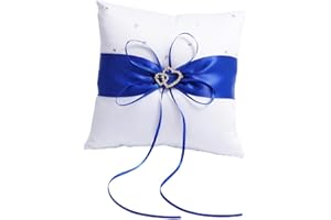 QIRMIZI Ring Pillow,Pearls Ring Cushion, Ring Bearer, Ring Holder for Beach Wedding, Wedding Ceremony, Proposal,Blue, White, R04 (Pack of 1)