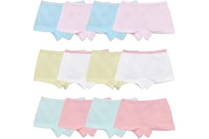 Hbhpov Kids 12 Pack Soft Comfort Cotton Knickers Underwear Little Girls Assorted Boyshort Panties 2-12 Yrs