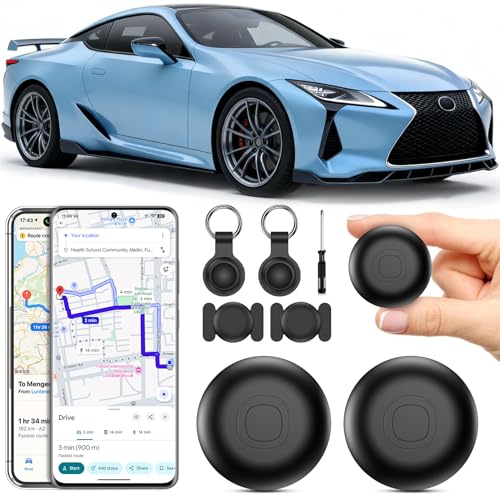 GPS Tracker for Cars, 2 Pack Air Tracker Android and iOS, Magnetic GPS for Cars, IP68 Waterproof Car Locator Global Coverage Real Time Tracking Vehicle/Motorcycle, Without SIM without Subscription