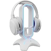 Tilted Nation Gaming Headphone Stand | RGB Headset Stand White | Headset Holder for Desk with Mouse Bungee and USB Hub | The Ultimate Gaming Accessories for Gamers for PS5, Xbox, PC - White