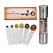 Salt and Pepper Grinder (Stainless Steel) Set PLUS 6 Piece Measuring Spoon Set - All In One Spice Mill with Ceramic Grinding by Monster Kitchen