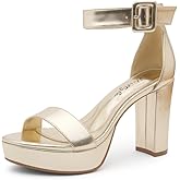 Herstyle Women’s Chunky Platform Heels – 4 Inch Block Heeled Sandals, Open Toe Dressy Strappy Heels with Ankle Strap for Wedding, Prom, Party & Graduation
