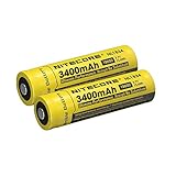 TWO Nitecore NL1834 3400mAh Protected Rechargeable 18650 Batteries - Designed for LED Flashlights