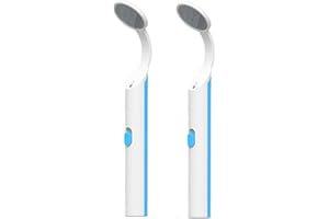 JREHOOR 2 Pieces Dental Mirror for Teeth with Light - LED Lighted Teeth Inspection Mirror, Anti Fog Curve Angle Mouth Mirrors Dentist Oral Assistant Care Tool Accessories (Light Blue)