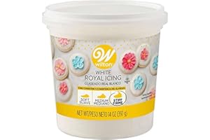 Wilton Ready-to-Use Stiff Consistency Royal Icing, Perfect for Decorating Cookies, Piping Flowers & Cake Designs, Hard-Drying Icing for Outlining & Flooding, White, 14 oz.