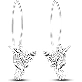 Hapour 925 Sterling Silver Hummingbird Hoop Earrings for Women, Peace Dove Bird Dangle Earrings Hypoallergenic Jewelry Memorial Hummingbirds Gifts for Her