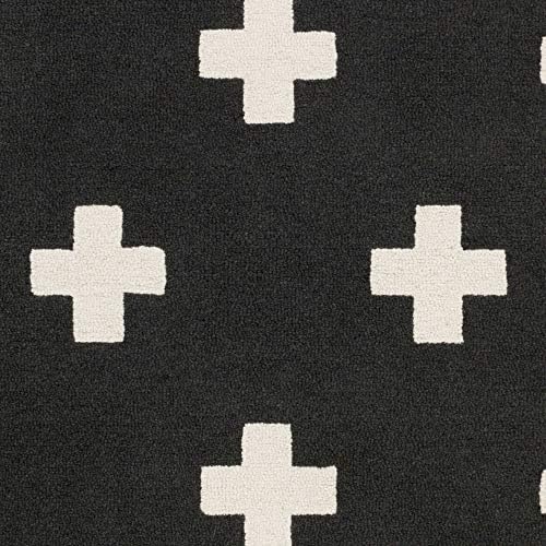Tiwari Home 3' x 5' Criss Cross Patterned Black and White Hand Tufted Area Rug