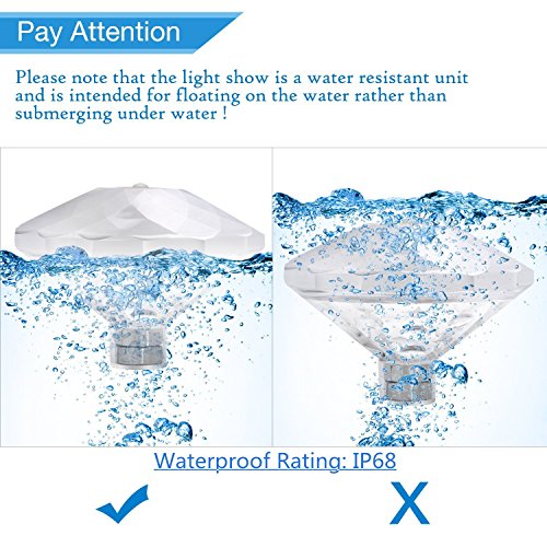 FTSTC baby pool light Waterproof Swimming Pool Lights, RGB, 7 Modes, Battery Operated Floating Pool Light Bulb for Pool, Pond, Hot Tub or Party Decorations - Thumbnail 4