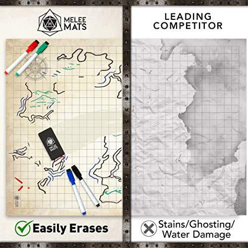 Melee Mats Reusable Battle Grid Game Mat, Distressed, 34.5x48 in