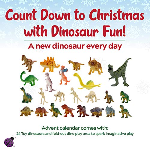 Purple Ladybug Novelty Dinosaur Toys 2019 Advent Calendar for Kids, with 24 Different Dinosaur Figurines Including a Large T-Rex! Great Christmas Countdown Advent Calendars for Boys or Girls!