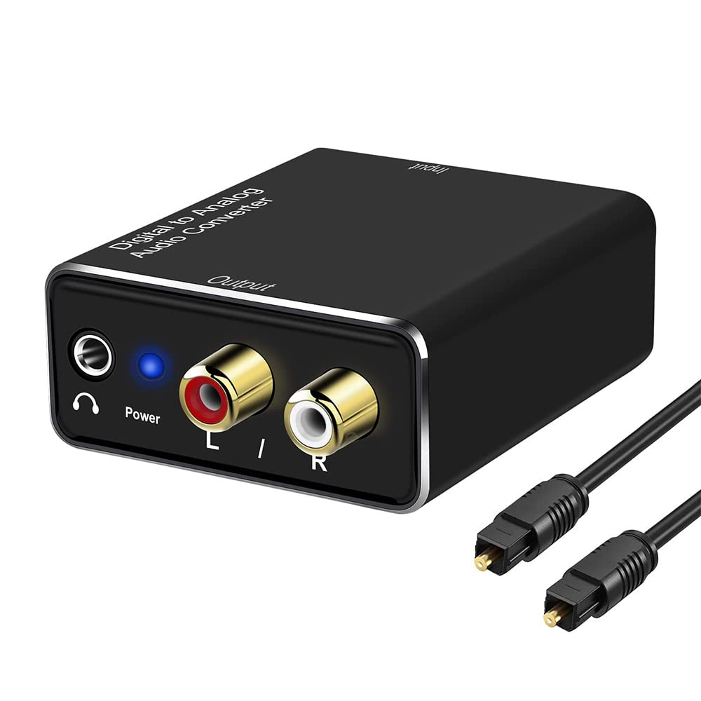 Kopinma Optical to 3.5mm Converter, Digital to Analog Audio Converter, Digital SPDIF Optical to Analog L/R 3.5Mm AUX Stereo Audio Adapter