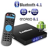 Android TV Box 8.1, 4GB RAM+64GB ROM Leelbox Q4 MAX Quad-Core 2.4GHz Support BT 4.1/WiFi/3D/4K/H.265