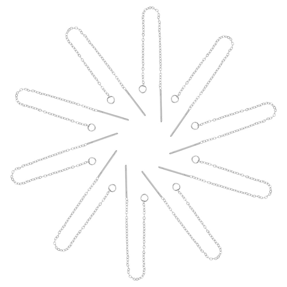 UNICRAFTALE about 40pcs 90mm Ear Threads Stainless Steel Earrings Thread Dangling Threaded Earring Stainless Steel Ear Threads with Loop Drop Earring Threader for Jewelry Earring Making