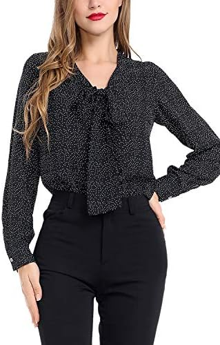 AUQCO Women's Chiffon Blouse Business Button Down Shirt for Work Casual with Long Sleeve