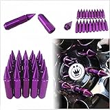 AutoTrends 20pcs M12 Car Spiked Lug Wheel Nuts Extended Tuner Auto Accessories Sport Race Antitheft Device (Purple, M12 X 1.25)