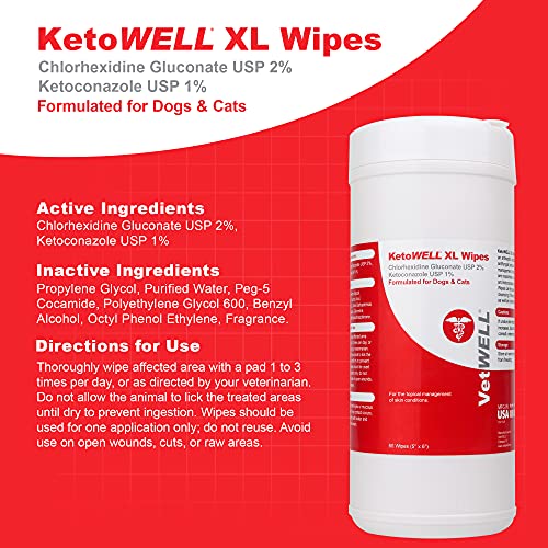 VetWELL Chlorhexidine Wipes for Dogs Medicated Wipes for Dogs & Cats
