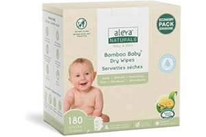 Aleva Naturals Bamboo Baby Dry Wipes Value Pack, 3 X 60ct = 180 Wipes Total