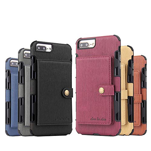 Scheam iPhone 7 Plus iPhone 8 Plus Wallet Leather Case, Protective Durable Cover Shell Folio flip Cell Phone Cover Bag with Card Slots Cash Pocket, Grey