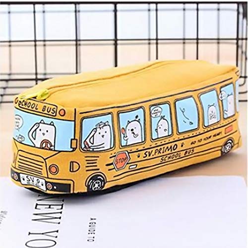 Alisy Pencil Box for Girls, Students Kids Cats School Bus Pencil Case Bag Office Stationery Bag