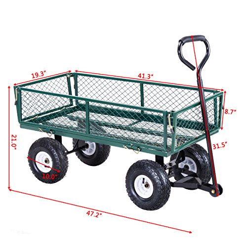 Giantex Cart Garden Utility Cart w/ Padded Handle Removable Sides Heavy-Duty Steel Garden Wagon Cart
