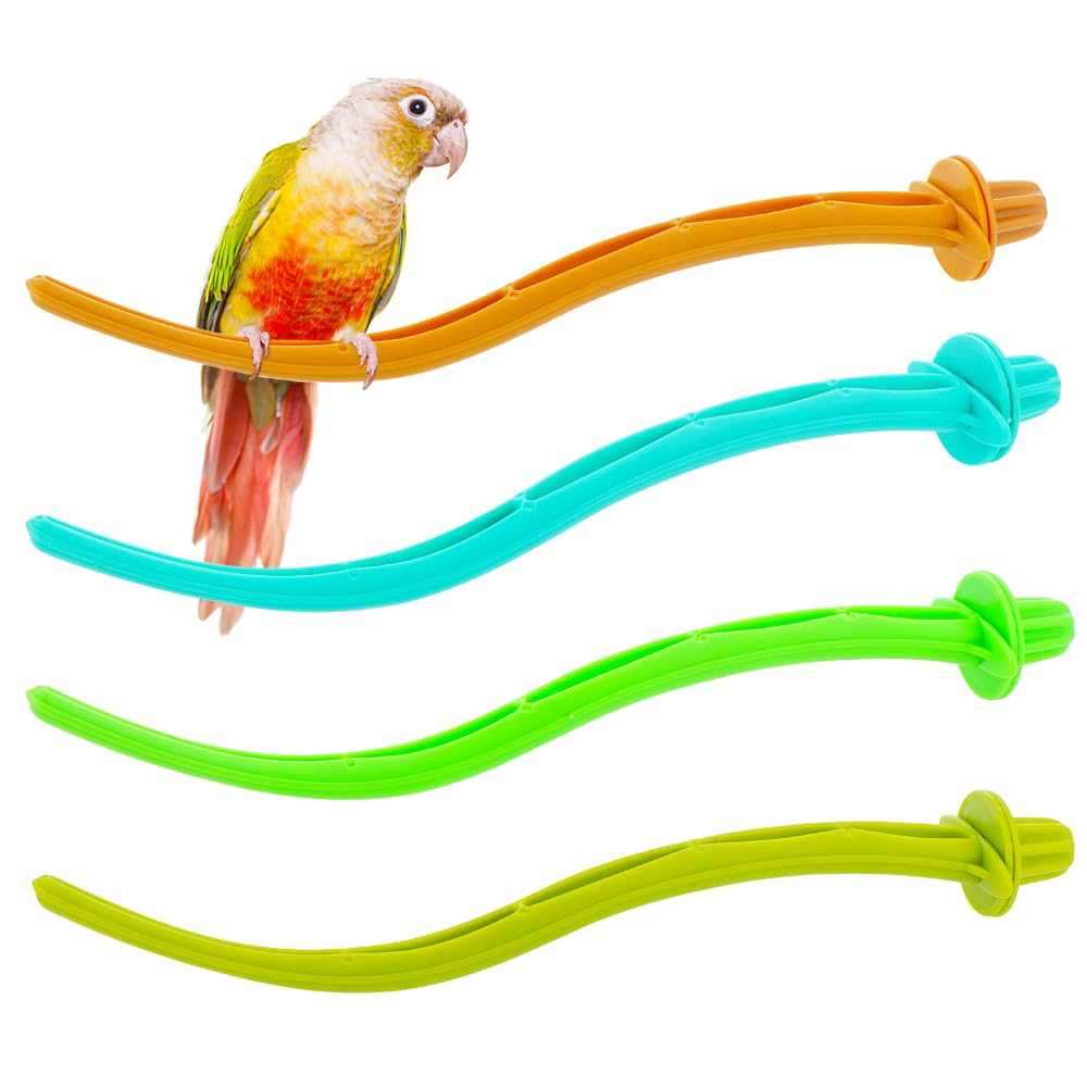 Photo 1 of 4 Pcs Bird Perches Canary Finch Budgie Cage Universal Plastic Stand Stick Toy Holders Adaptable to All Cages (8.7 Inches)