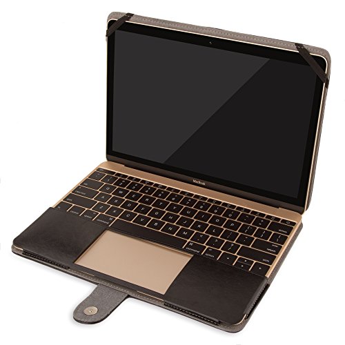 Mosiso Premium Quality PU Leather Book Cover Folio Case with Stand Function for New Macbook 12 Inch with Retina Display Model A1534 (Version 2017/2016/2015), Black