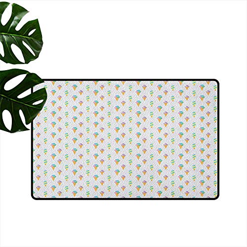 Anzhutwelve Ice Cream,Funny doormats Summer Ice Dessert Collection with Waffle Cones and Sundae Dairy Refreshment 18"x30",Roommat - Thumbnail 6