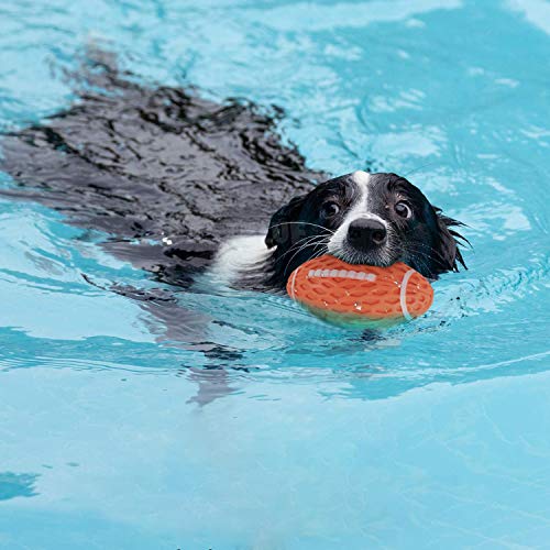 YOUMI Dog Chew Squeaky Toy Ball, Dog Interactive Toy for Aggressive Chewers, Durable Dog Toys Rugby Shape for Dogs, Rubber Chew Ball with Squeaker, Makes Dog Fun, for Fetch Game and Outdoor Play