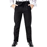 galeeup Men Medieval Steampunk Pants Adult Victorian Classic Trousers Halloween Vintage Costume