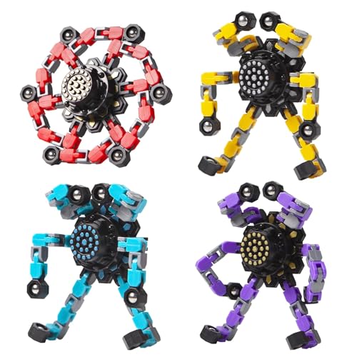 Gokeey Transformable Fidget Spinners Toys 4 Pcs for Kids and Adults Stress Relief Sensory Toys for Boys and Girls Age 8-