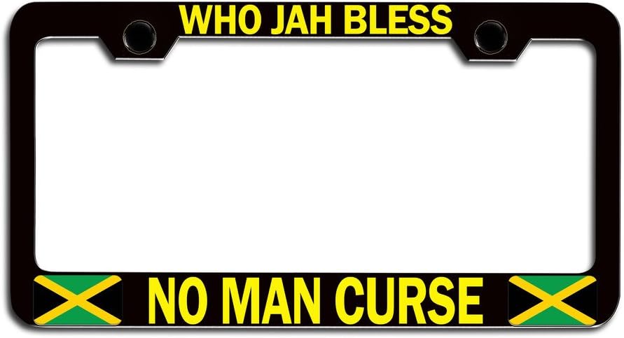 Makoroni - WHO JAH Bless NO Man Curse Jamaican Bl Steel License Plate Frame, License Tag Holder