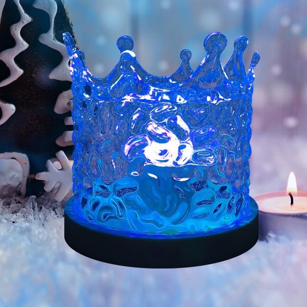 Fanrui Ocean Wave Crystal Crown Dimming Modern Table Light with Remote Control; Dynamic Rotating 16 Colors Change Bedroom Projector for Gaming Lights Party Living Room Hallway Office Bar Restaurant