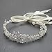 Mariell Crystal Bridal or Wedding Halo Headband with Silver Flowers, Ivory Pearls and Ivory Satin Ribbon