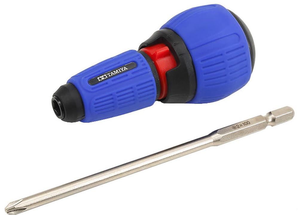 TAMIYA 74152 Ratchet Handle (72Z) with Bit (+) Length 100 mm, Model Making, Accessories