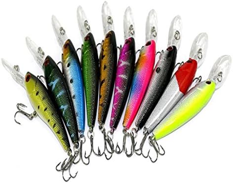 Milogo Hard Fishing Lures Bass Bait Lure Plastic Minnow Fishing Lures Saltwater/freshwater Deep Diver Sinking Bass Baits Long tongue Minoluya Fishing Bait
