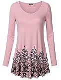 Laksmi Womens Basic Floral Print Flow Top, Long Sleeve Round Neck A Line Sandy Fabric