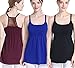 SUIEK Nursing Top Tank Cami Maternity Shirt Sleep Bra for Breastfeeding (Medium, Black+Royal Blue+Burgundy)