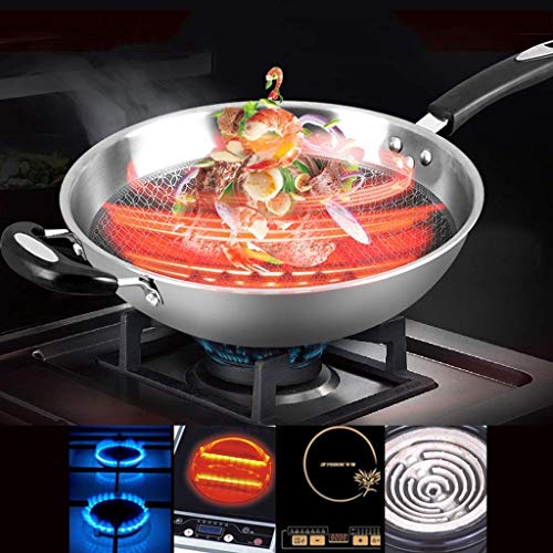 Non-Stick koekenpan, werk pan roestvrij staal werk 304 niet Stick Pot zonder coating elektromagnetische oven werk met 32… - Afbeelding 6