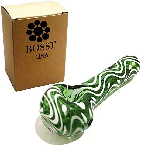 BOSST Handmade Pipes Tall 4.5 Inch Big Green White