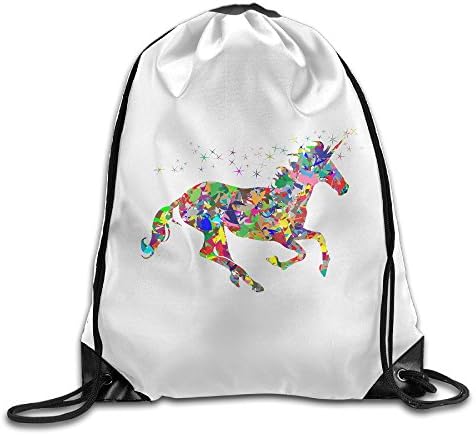 SAXON13 Unisex Playful Modern Art Magical Unicorn Drawstring Shoulder Bag