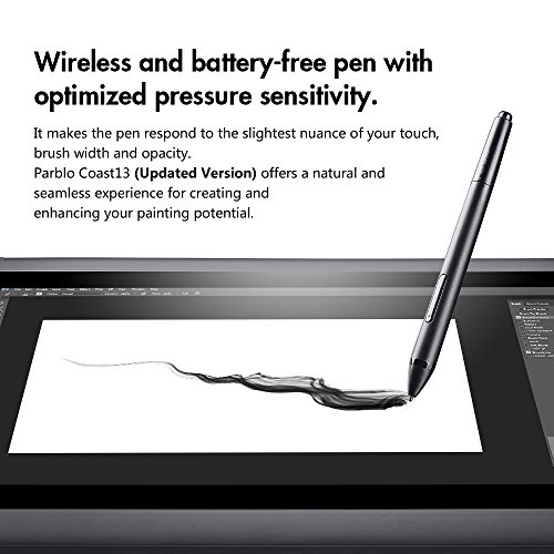 Parblo Coast13 Graphic Tablet Drawing Monitor with 13.3" LCD, 8192 Level Battery Free Pen for Digital Art Sketch, Paint, Design, Drawing Tablet for Windows Mac OSX Computers
