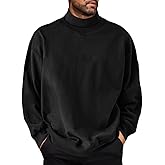 Orchidays Men's Sweatshirts Cozy Lightweight Cotton Fabric Semi-Slim Fit Ribbed Knit Details Classic Turtleneck Sweatshirt