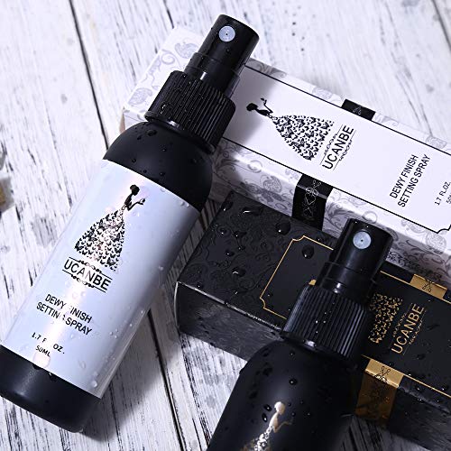 UCANBE Pro Dewy Finishing Setting Spray Makeup Fixer Facial Mist Natural Glow Dew Prep Primer Skin Long Lasting Hydrating Make Up Set, 1.70 Fl Oz