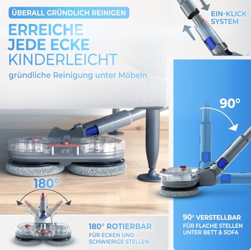 Test Winner - Mop Attachment for Dyson V7/V8/V10/V11/V15/Gen5 - Electric Vacuum Cleaner - Mop Attachment - Wet and Dry Vacuum Cleaner - with Removable Water Tank, Filling Container & 8 Washable Mops