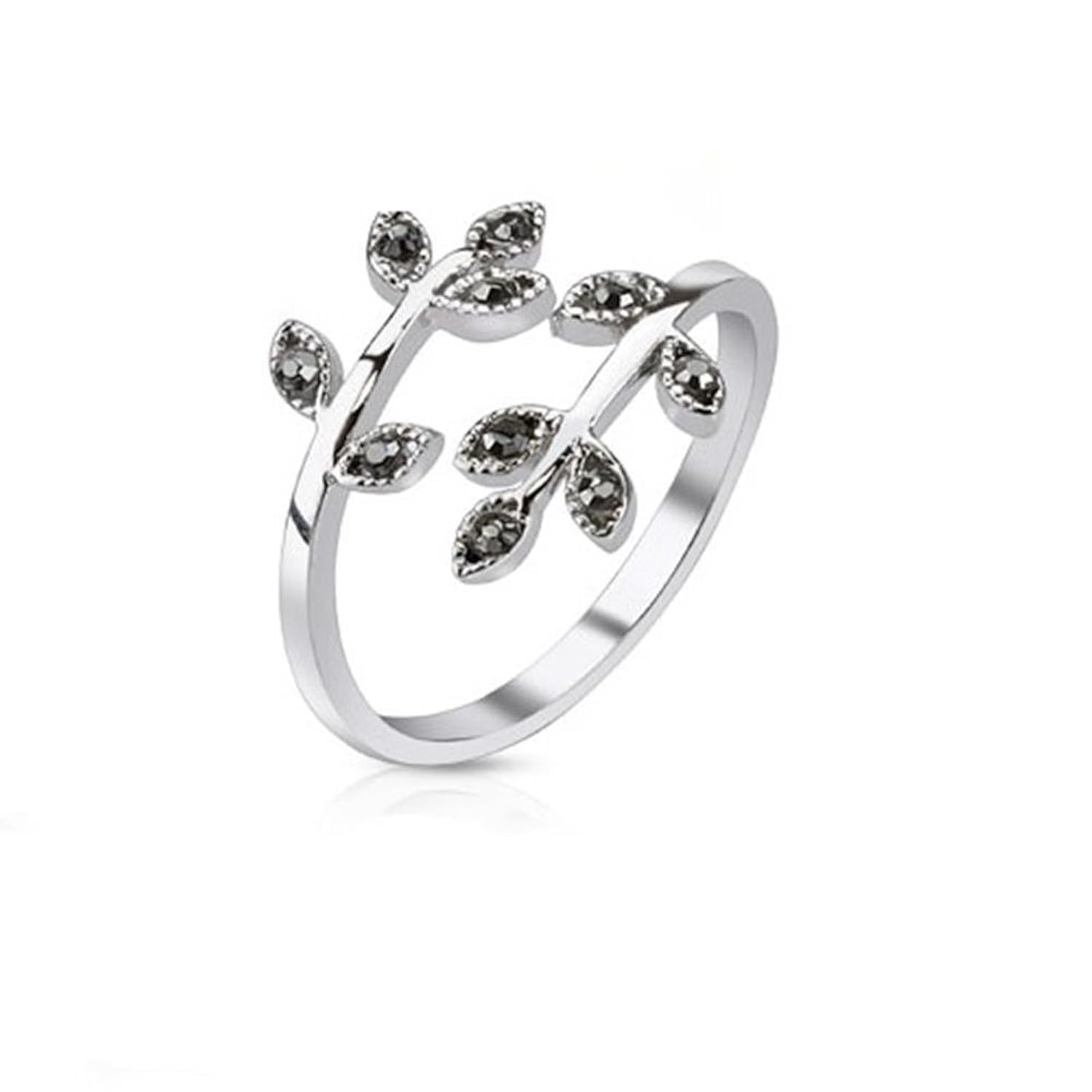 Paula  Fritz ajustable anillos negro hojas cuadrado claro cúbicos Circonita L