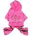 PEGASUS Pet Clothes for Puppy Cat Small Dog Soft Velvet Crown Jumpsuit Coat Hooide Pajamas Tracksuit Pink S