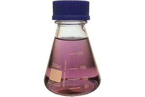 KARTER SCIENTIFIC 250ml Erlenmeyer Flask with Blue Screw Cap, Borosilicate Glass, Graduated (Single)